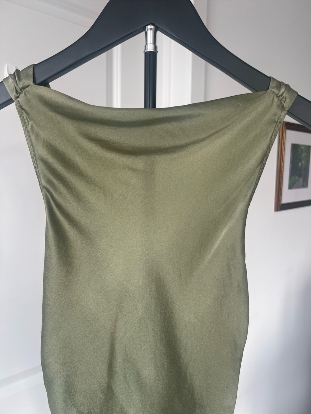 Reformation Casette Silk Dress (Artichoke Green) - Size 2 - Picture 5 of 10